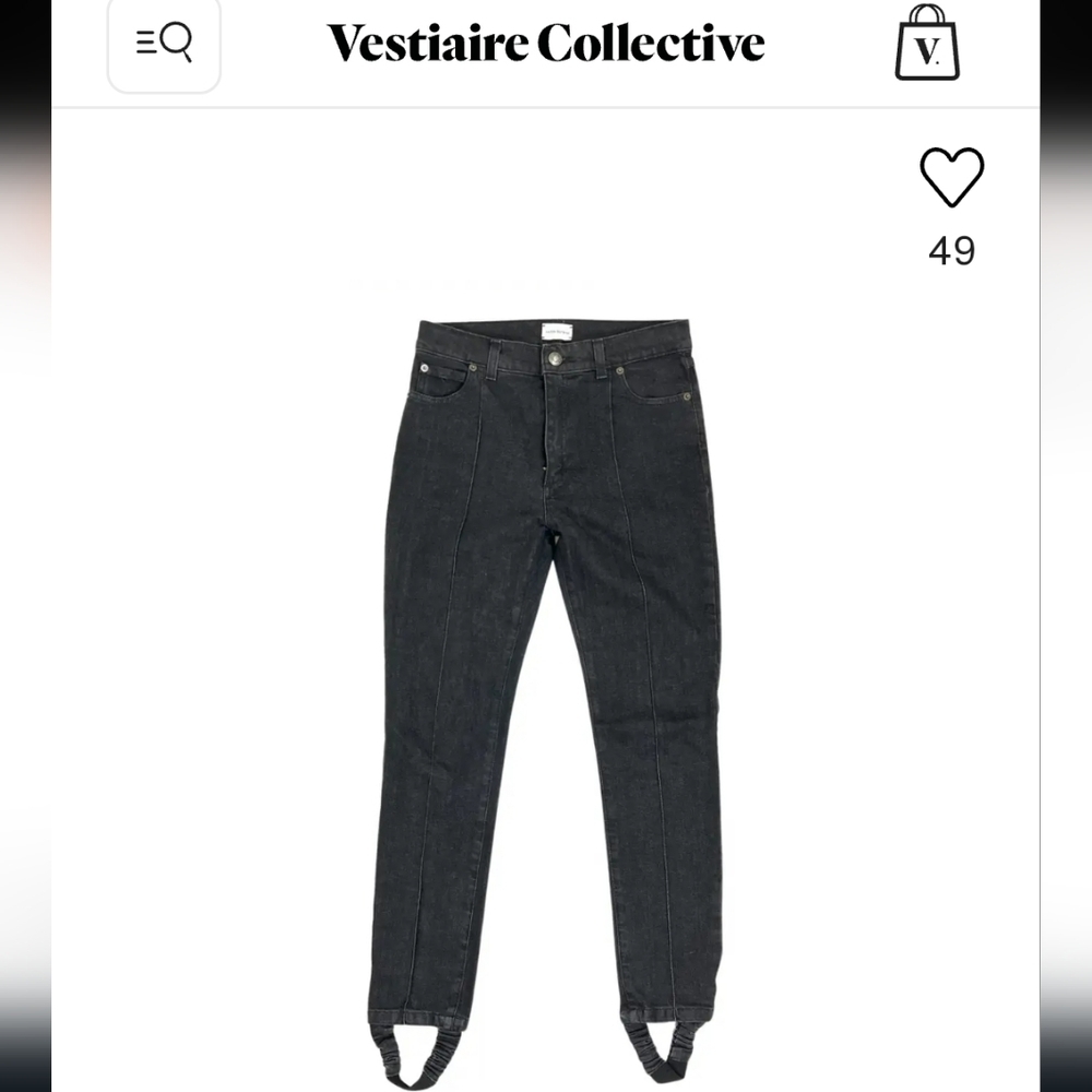 Anthropologie Magda Butrym Black Cotton Denim Jeans W Stirrups Size 2 Revolve